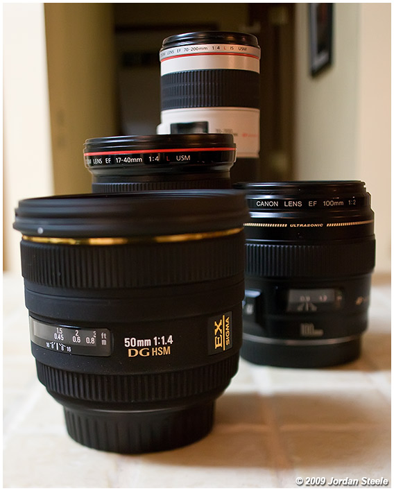 And a tilt shot of some lenses with only the lens names in focus